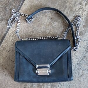 Michael Kors Whitney Small Leather Convertible Shoulder Crossbody Bag Black